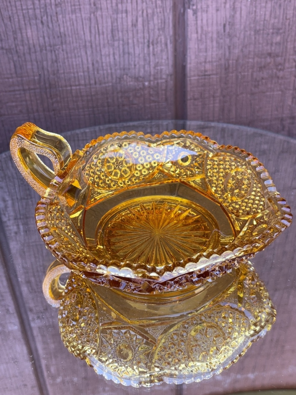Vintage Amber Fostoria Glass Nappy